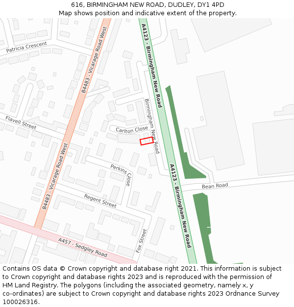 616, BIRMINGHAM NEW ROAD, DUDLEY, DY1 4PD: Location map and indicative extent of plot