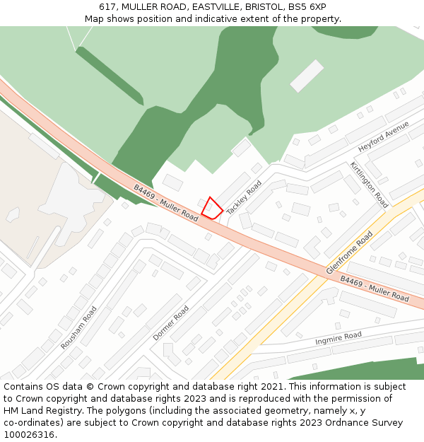 617, MULLER ROAD, EASTVILLE, BRISTOL, BS5 6XP: Location map and indicative extent of plot