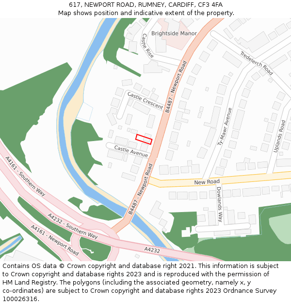 617, NEWPORT ROAD, RUMNEY, CARDIFF, CF3 4FA: Location map and indicative extent of plot