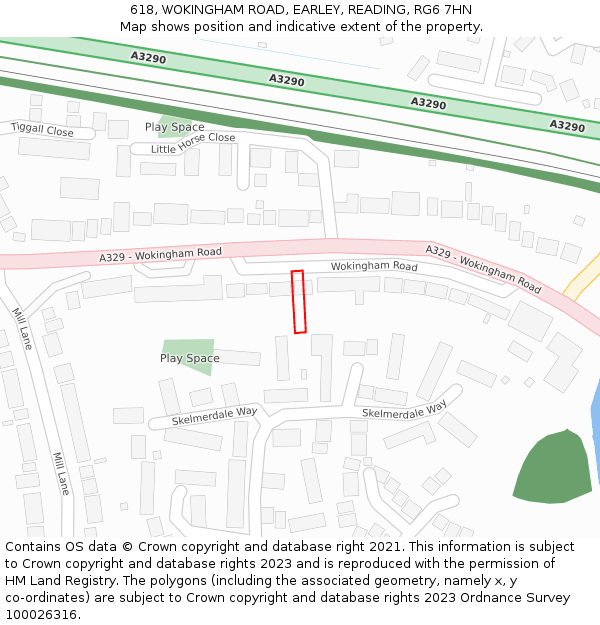 618, WOKINGHAM ROAD, EARLEY, READING, RG6 7HN: Location map and indicative extent of plot