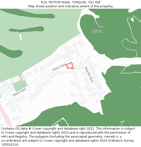 61A, PETITOR ROAD, TORQUAY, TQ1 4QF: Location map and indicative extent of plot