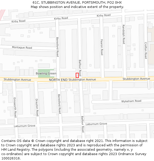 61C, STUBBINGTON AVENUE, PORTSMOUTH, PO2 0HX: Location map and indicative extent of plot