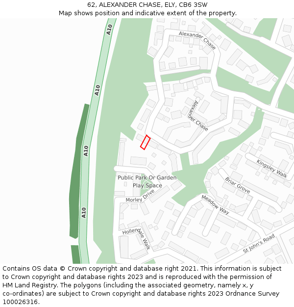 62, ALEXANDER CHASE, ELY, CB6 3SW: Location map and indicative extent of plot