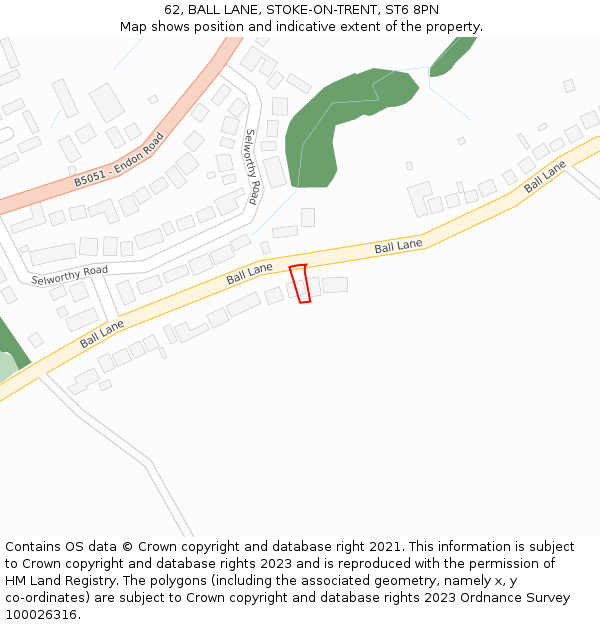 62, BALL LANE, STOKE-ON-TRENT, ST6 8PN: Location map and indicative extent of plot