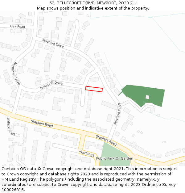 62, BELLECROFT DRIVE, NEWPORT, PO30 2JH: Location map and indicative extent of plot