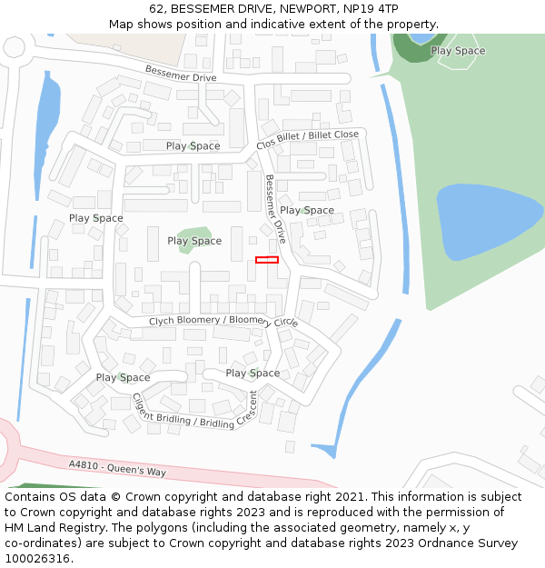 62, BESSEMER DRIVE, NEWPORT, NP19 4TP: Location map and indicative extent of plot