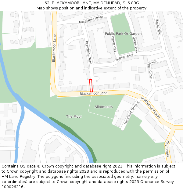 62, BLACKAMOOR LANE, MAIDENHEAD, SL6 8RG: Location map and indicative extent of plot