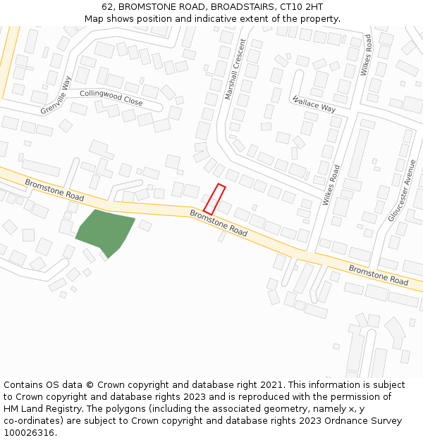 62, BROMSTONE ROAD, BROADSTAIRS, CT10 2HT: Location map and indicative extent of plot