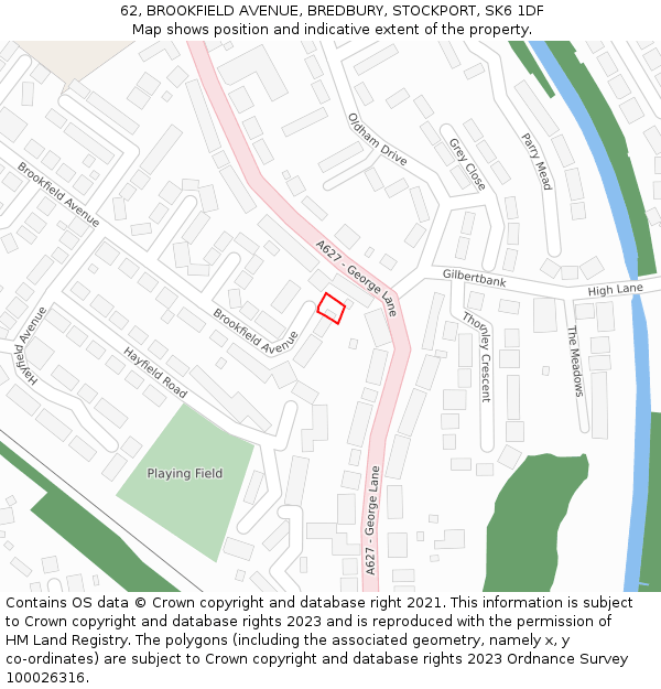 62, BROOKFIELD AVENUE, BREDBURY, STOCKPORT, SK6 1DF: Location map and indicative extent of plot