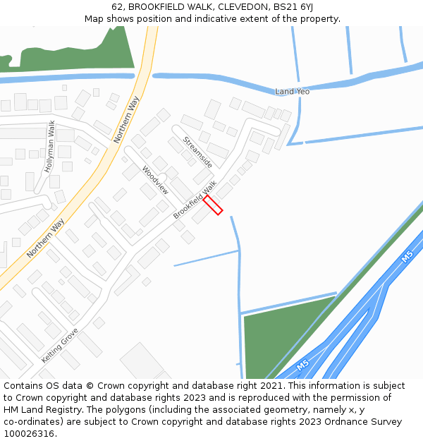 62, BROOKFIELD WALK, CLEVEDON, BS21 6YJ: Location map and indicative extent of plot