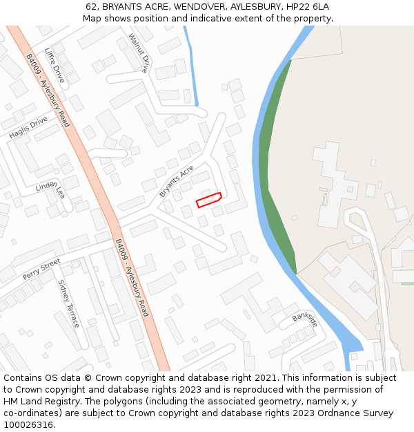 62, BRYANTS ACRE, WENDOVER, AYLESBURY, HP22 6LA: Location map and indicative extent of plot