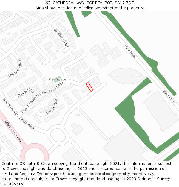 62, CATHEDRAL WAY, PORT TALBOT, SA12 7DZ: Location map and indicative extent of plot