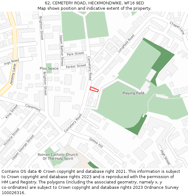 62, CEMETERY ROAD, HECKMONDWIKE, WF16 9ED: Location map and indicative extent of plot