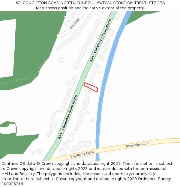 62, CONGLETON ROAD NORTH, CHURCH LAWTON, STOKE-ON-TRENT, ST7 3BA: Location map and indicative extent of plot