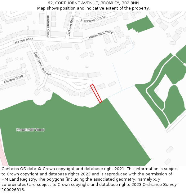 62, COPTHORNE AVENUE, BROMLEY, BR2 8NN: Location map and indicative extent of plot