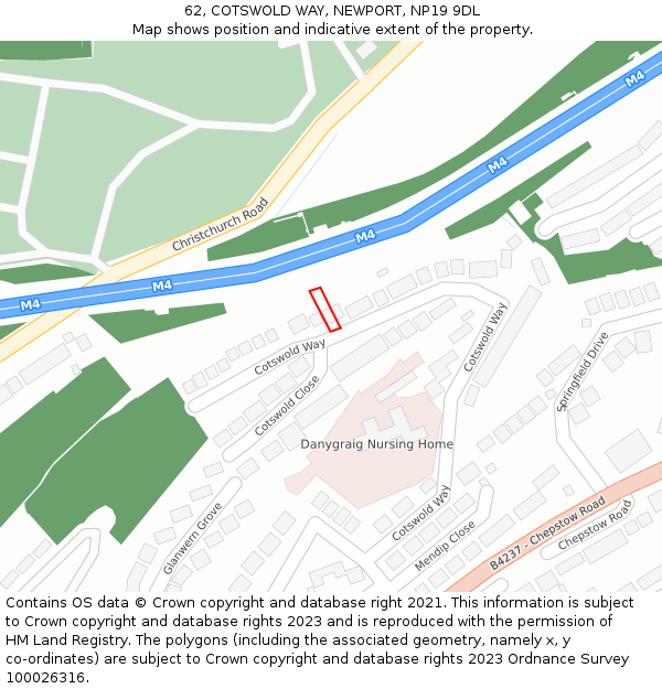 62, COTSWOLD WAY, NEWPORT, NP19 9DL: Location map and indicative extent of plot