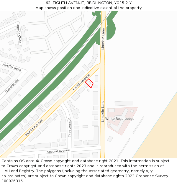 62, EIGHTH AVENUE, BRIDLINGTON, YO15 2LY: Location map and indicative extent of plot