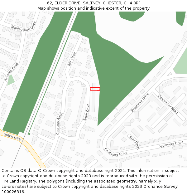 62, ELDER DRIVE, SALTNEY, CHESTER, CH4 8PF: Location map and indicative extent of plot