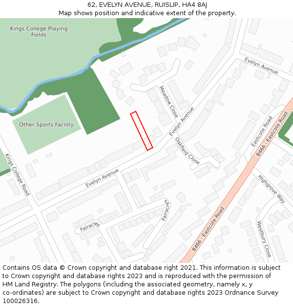 62, EVELYN AVENUE, RUISLIP, HA4 8AJ: Location map and indicative extent of plot