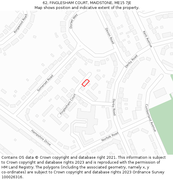 62, FINGLESHAM COURT, MAIDSTONE, ME15 7JE: Location map and indicative extent of plot