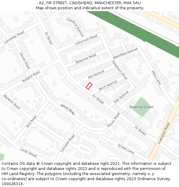 62, FIR STREET, CADISHEAD, MANCHESTER, M44 5AU: Location map and indicative extent of plot