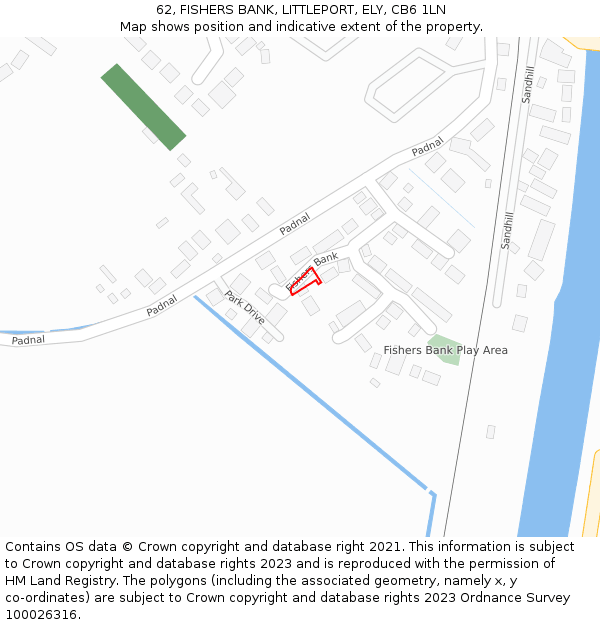 62, FISHERS BANK, LITTLEPORT, ELY, CB6 1LN: Location map and indicative extent of plot