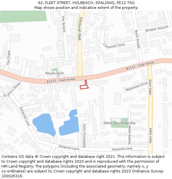 62, FLEET STREET, HOLBEACH, SPALDING, PE12 7AG: Location map and indicative extent of plot