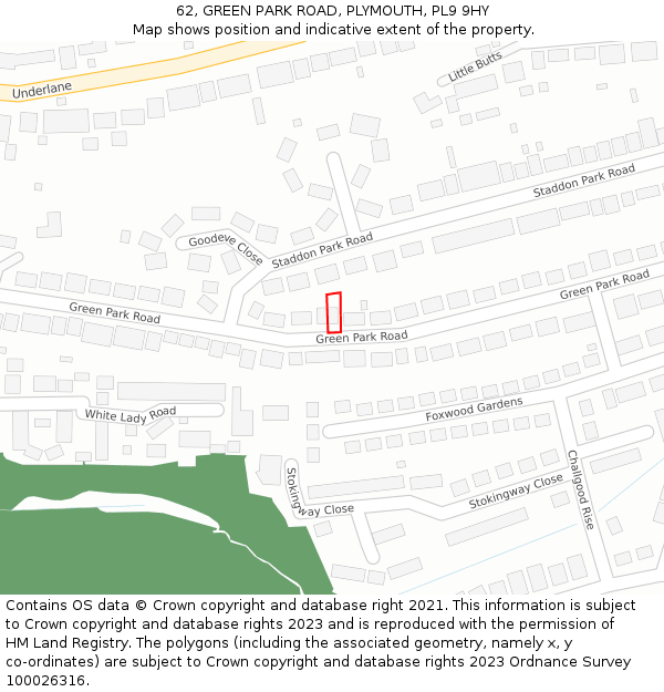 62, GREEN PARK ROAD, PLYMOUTH, PL9 9HY: Location map and indicative extent of plot