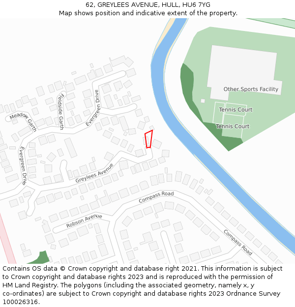 62, GREYLEES AVENUE, HULL, HU6 7YG: Location map and indicative extent of plot