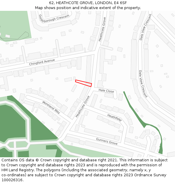 62, HEATHCOTE GROVE, LONDON, E4 6SF: Location map and indicative extent of plot