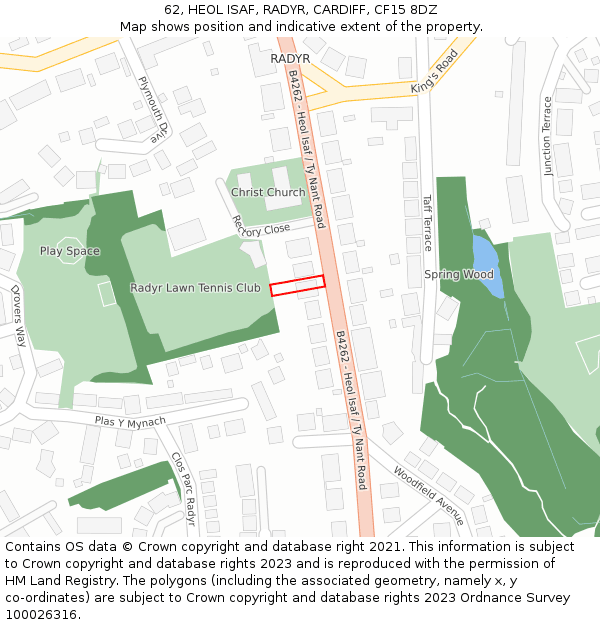 62, HEOL ISAF, RADYR, CARDIFF, CF15 8DZ: Location map and indicative extent of plot