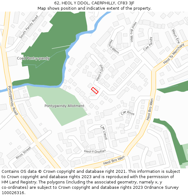 62, HEOL Y DDOL, CAERPHILLY, CF83 3JF: Location map and indicative extent of plot