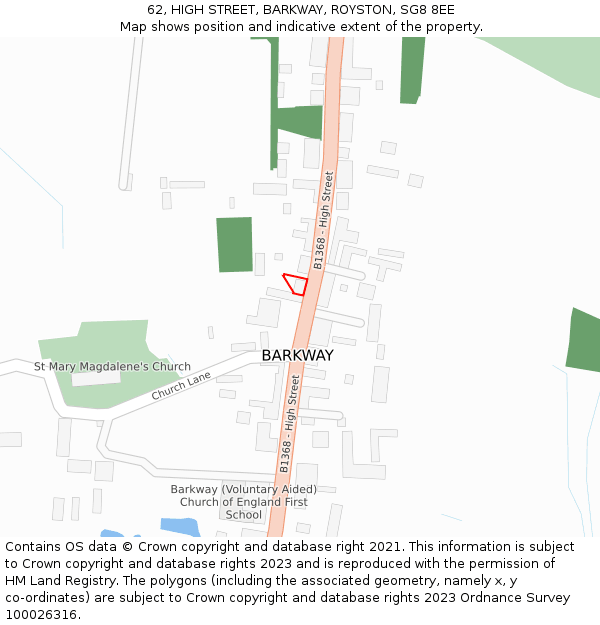 62, HIGH STREET, BARKWAY, ROYSTON, SG8 8EE: Location map and indicative extent of plot