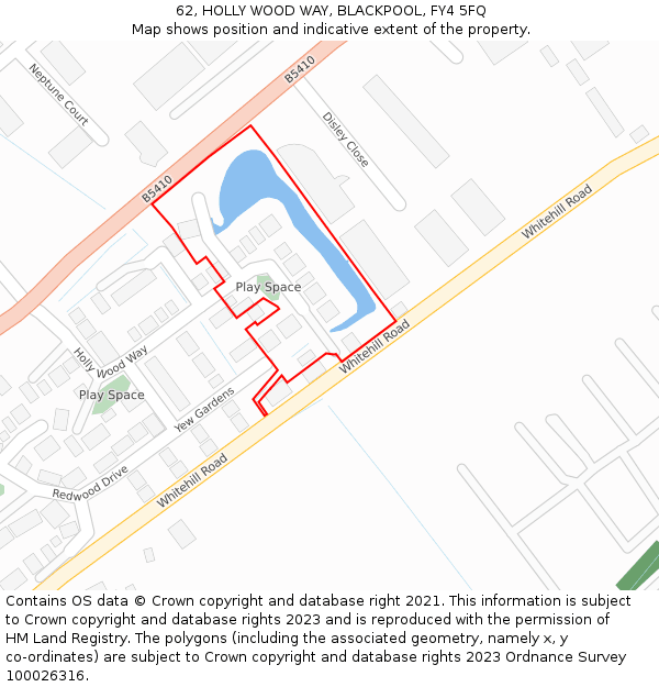 62, HOLLY WOOD WAY, BLACKPOOL, FY4 5FQ: Location map and indicative extent of plot