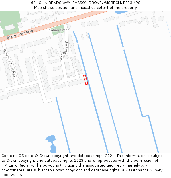 62, JOHN BENDS WAY, PARSON DROVE, WISBECH, PE13 4PS: Location map and indicative extent of plot