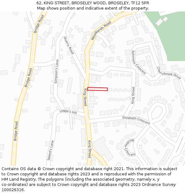 62, KING STREET, BROSELEY WOOD, BROSELEY, TF12 5PR: Location map and indicative extent of plot