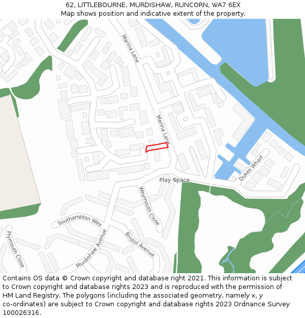 62, LITTLEBOURNE, MURDISHAW, RUNCORN, WA7 6EX: Location map and indicative extent of plot