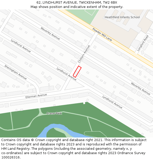 62, LYNDHURST AVENUE, TWICKENHAM, TW2 6BX: Location map and indicative extent of plot