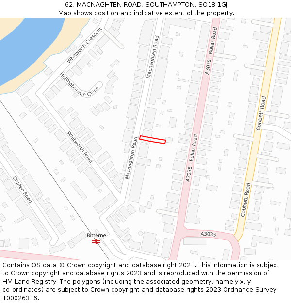 62, MACNAGHTEN ROAD, SOUTHAMPTON, SO18 1GJ: Location map and indicative extent of plot