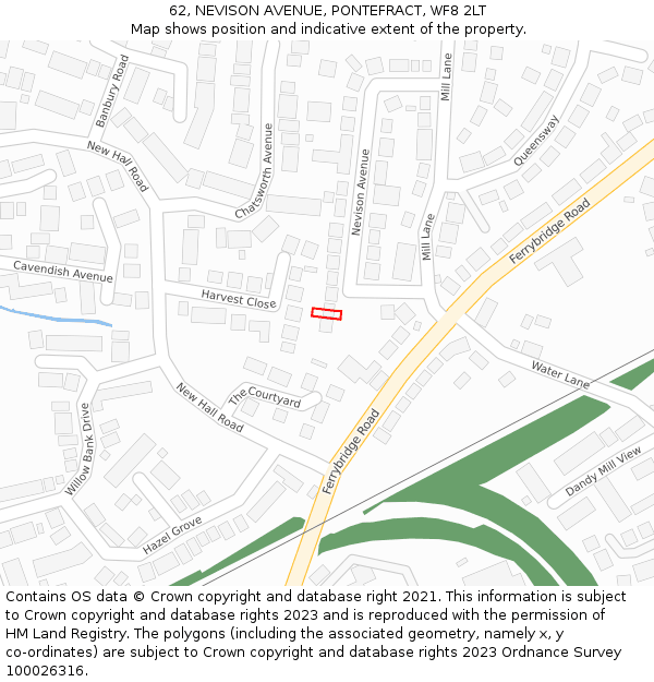 62, NEVISON AVENUE, PONTEFRACT, WF8 2LT: Location map and indicative extent of plot