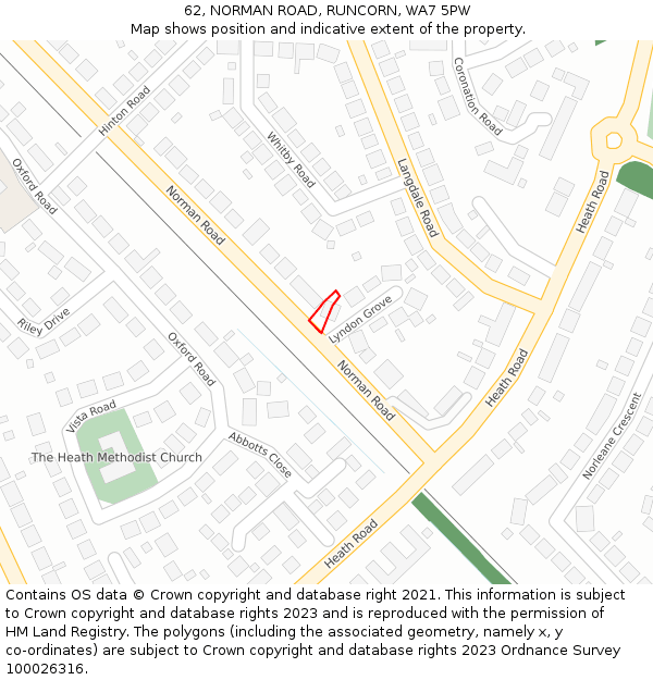 62, NORMAN ROAD, RUNCORN, WA7 5PW: Location map and indicative extent of plot