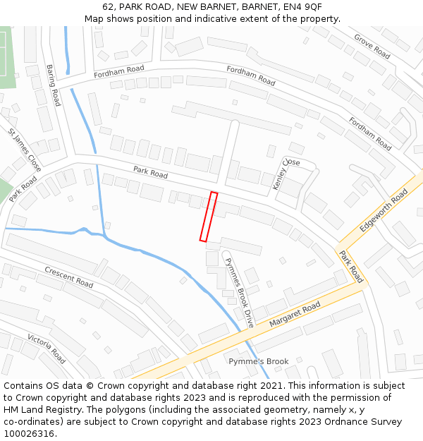 62, PARK ROAD, NEW BARNET, BARNET, EN4 9QF: Location map and indicative extent of plot