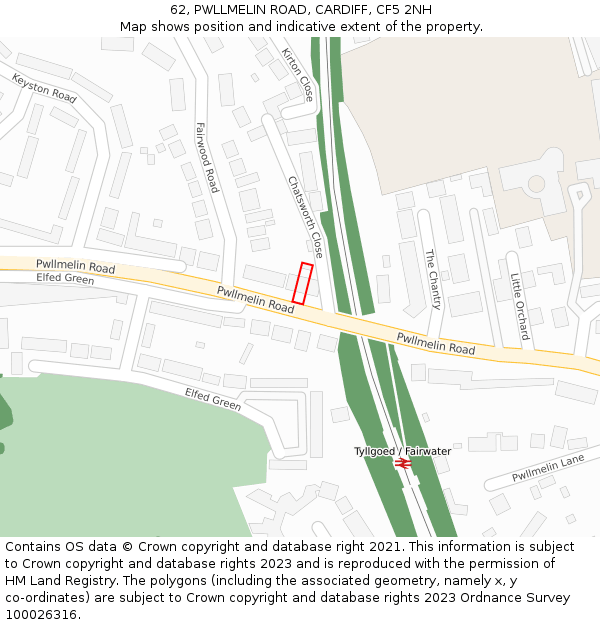 62, PWLLMELIN ROAD, CARDIFF, CF5 2NH: Location map and indicative extent of plot