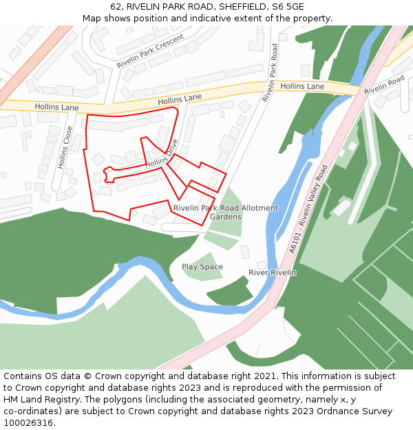 62, RIVELIN PARK ROAD, SHEFFIELD, S6 5GE: Location map and indicative extent of plot