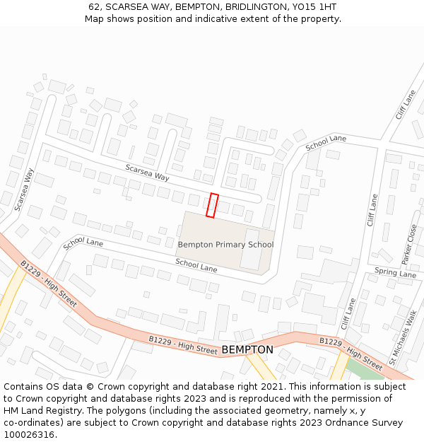 62, SCARSEA WAY, BEMPTON, BRIDLINGTON, YO15 1HT: Location map and indicative extent of plot