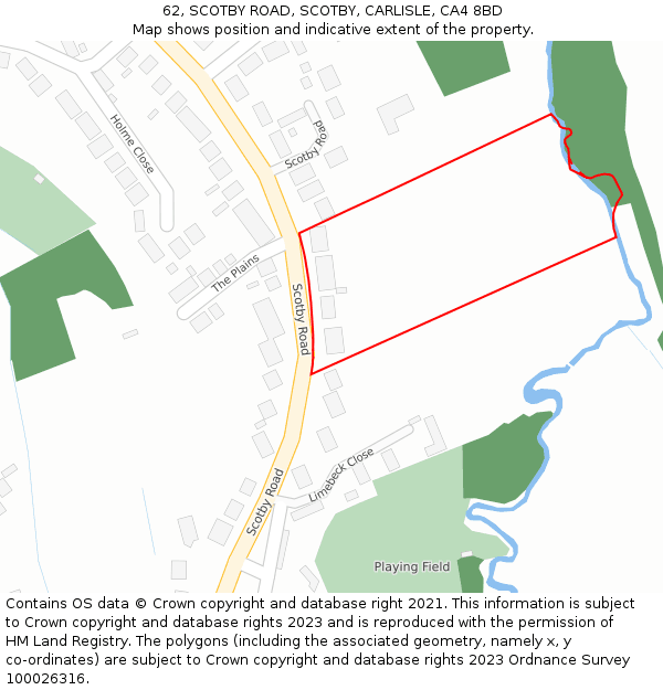 62, SCOTBY ROAD, SCOTBY, CARLISLE, CA4 8BD: Location map and indicative extent of plot