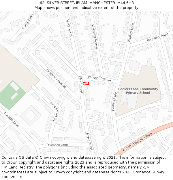 62, SILVER STREET, IRLAM, MANCHESTER, M44 6HR: Location map and indicative extent of plot