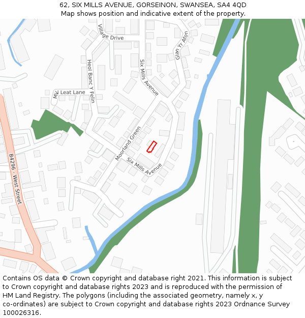 62, SIX MILLS AVENUE, GORSEINON, SWANSEA, SA4 4QD: Location map and indicative extent of plot