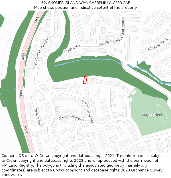 62, SKOMER ISLAND WAY, CAERPHILLY, CF83 2AR: Location map and indicative extent of plot