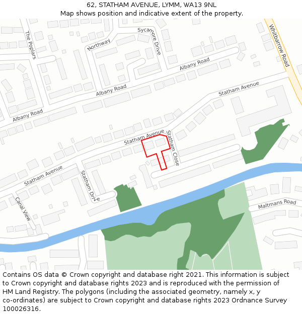 62, STATHAM AVENUE, LYMM, WA13 9NL: Location map and indicative extent of plot